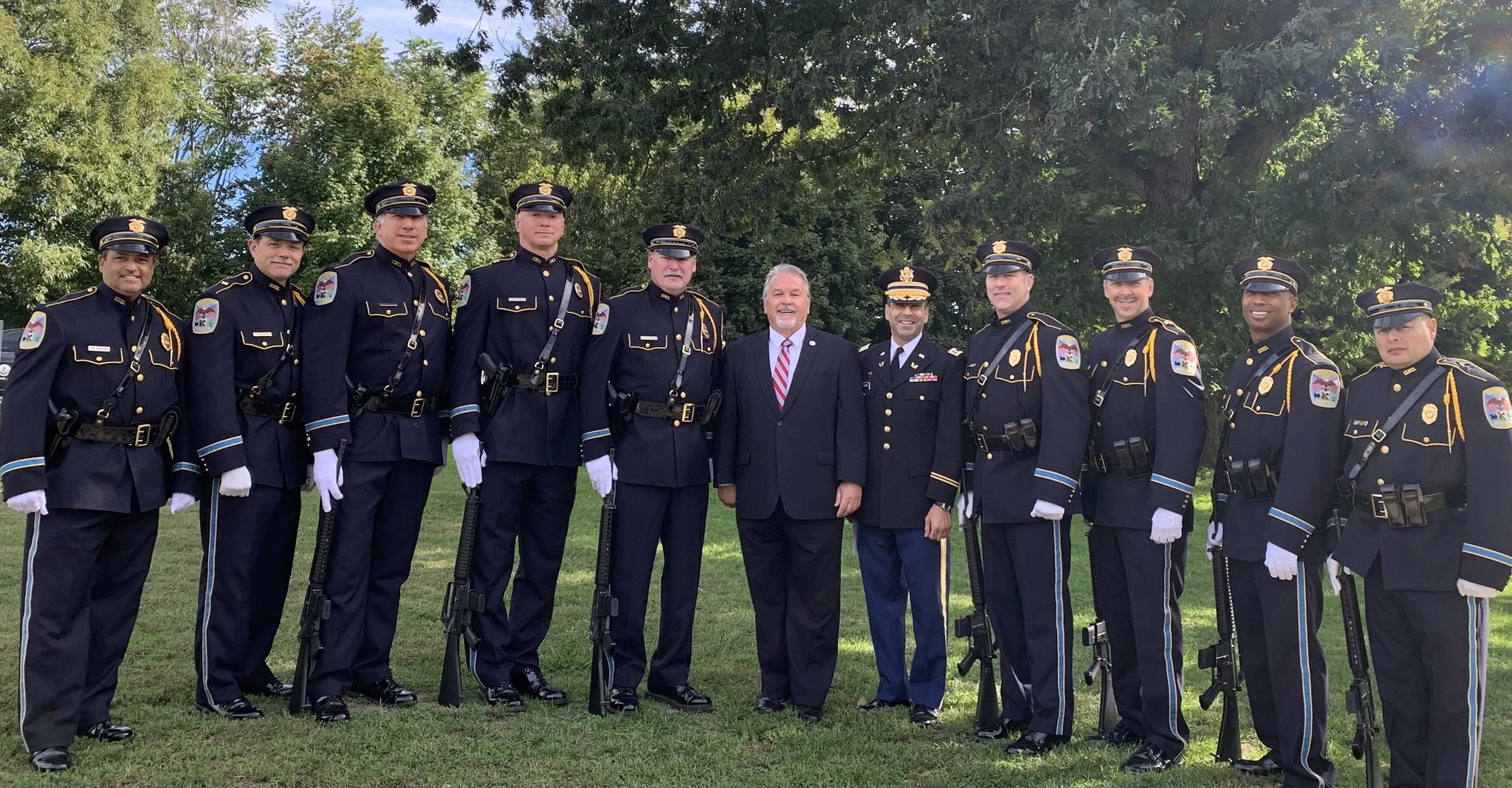 Mayor Dean Esposito with local law enforcement