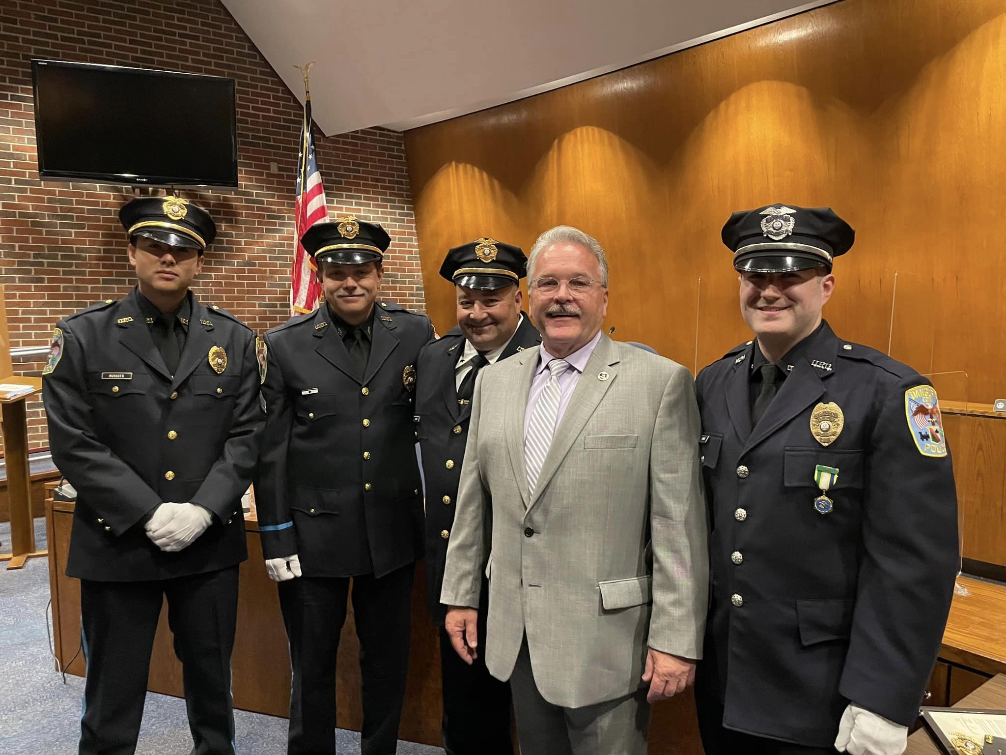 Mayor Dean Esposito with local police officers
